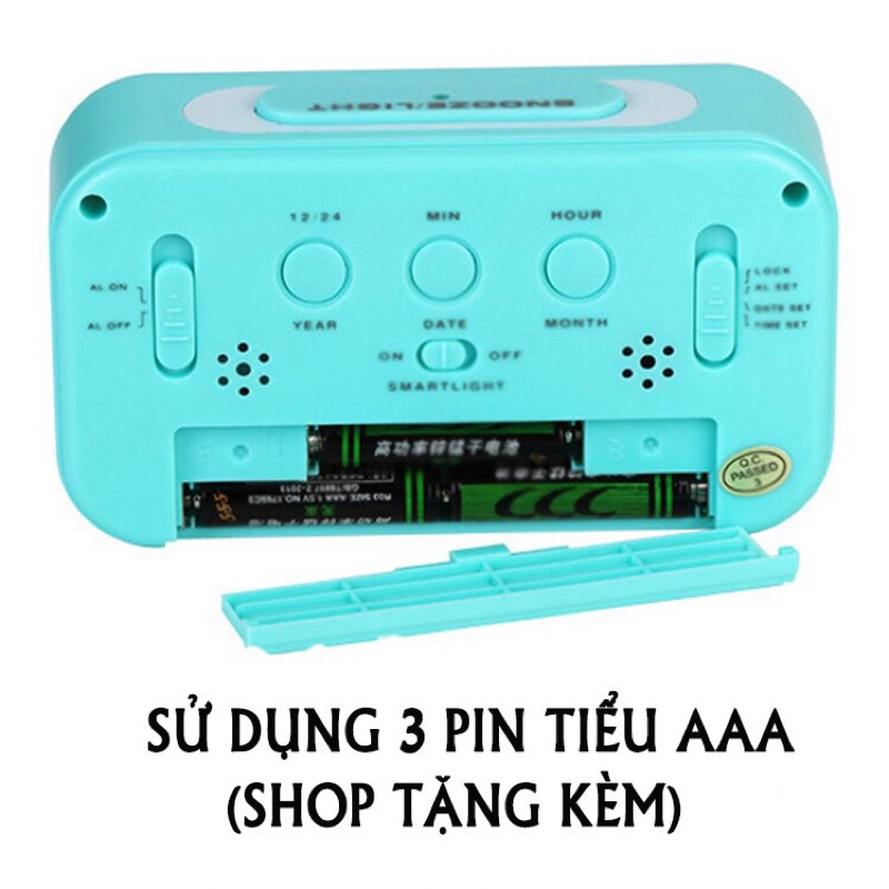 Đồng hồ báo thức để bàn đa chức năng đo nhiệt độ, cảm biến ánh sáng siêu dễ thương