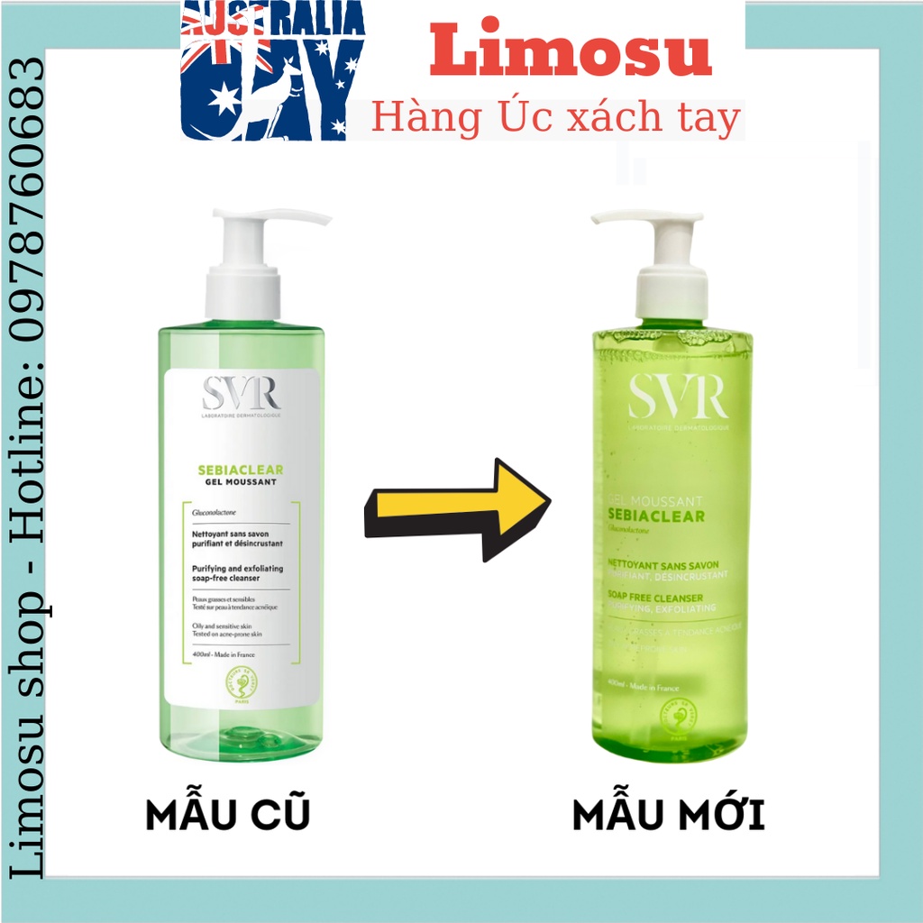 Gel rửa mặt cho da dầu mụn SVR Sebiaclear Gel Moussant 400ml Limosu