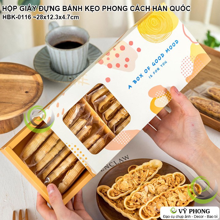 HỘP GIẤY ĐỰNG BÁNH KẸO PHONG CÁCH SIMPLY ĐƠN GIẢN HÀN QUỐC ĐỰNG BÁNH GẠO BÁNH HẠNH NHÂN HBK-0116