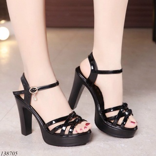Giày đế xuồng nữ 10cm,giày da cao gót quai chéo ngang gót cao 10 phân đen trắng siêu nhẹ