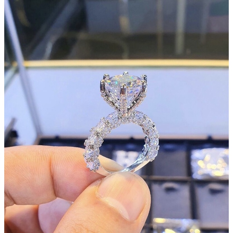 Nhẫn xoàn Italy mạ bạch kim  sáng đẹp Kim Xoan Jewelry