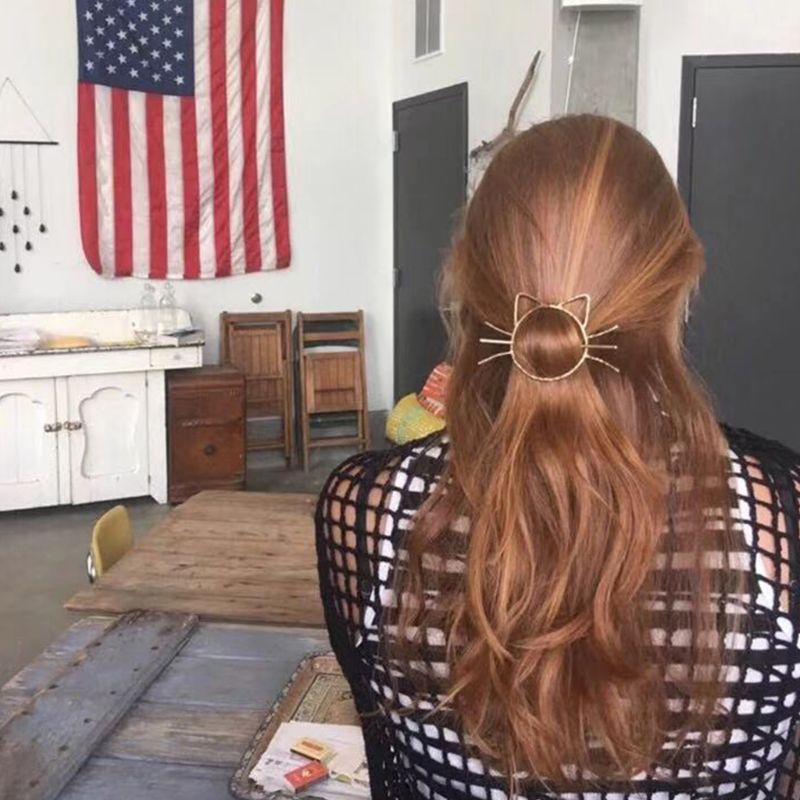 Kẹp Tóc Kim Loại Hình Mèo Dễ Thương Cho Nữ