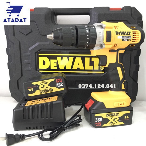 Máy Khoan Pin DEWALT 38V - Khoan Có Búa, Bắt Vít, Siết Bulong - Pin 10 Cell - Khoan Bê Tông - 100% Đồng