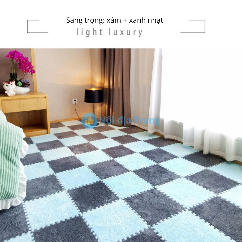 Thảm trải sàn mặt nhung xốp chống trượt cao cấp 30*30