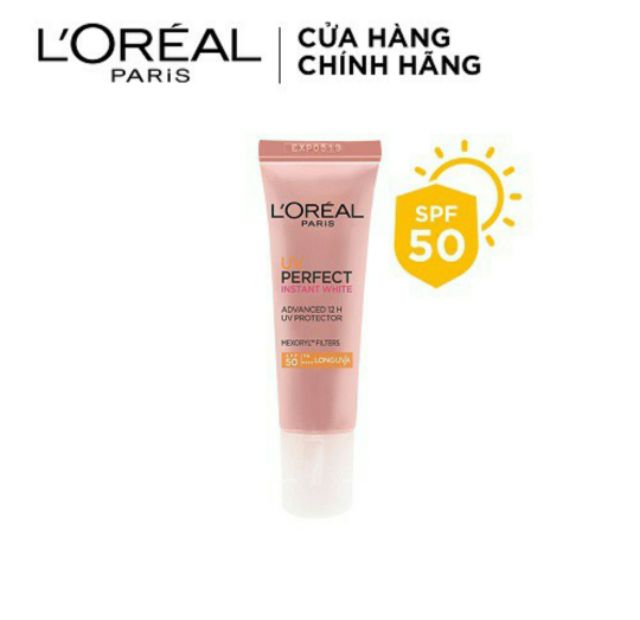 Combo Kem chống nắng L'Oreal Paris Perfect Instant White SPF15ml minisize &amp; Túi trang điểm pha lê Crystal Bag