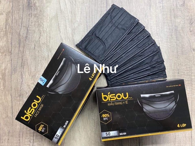 Khẩu trang y tế 4 lớp bisou đủ màu hộp 50 cái - ảnh sản phẩm 5