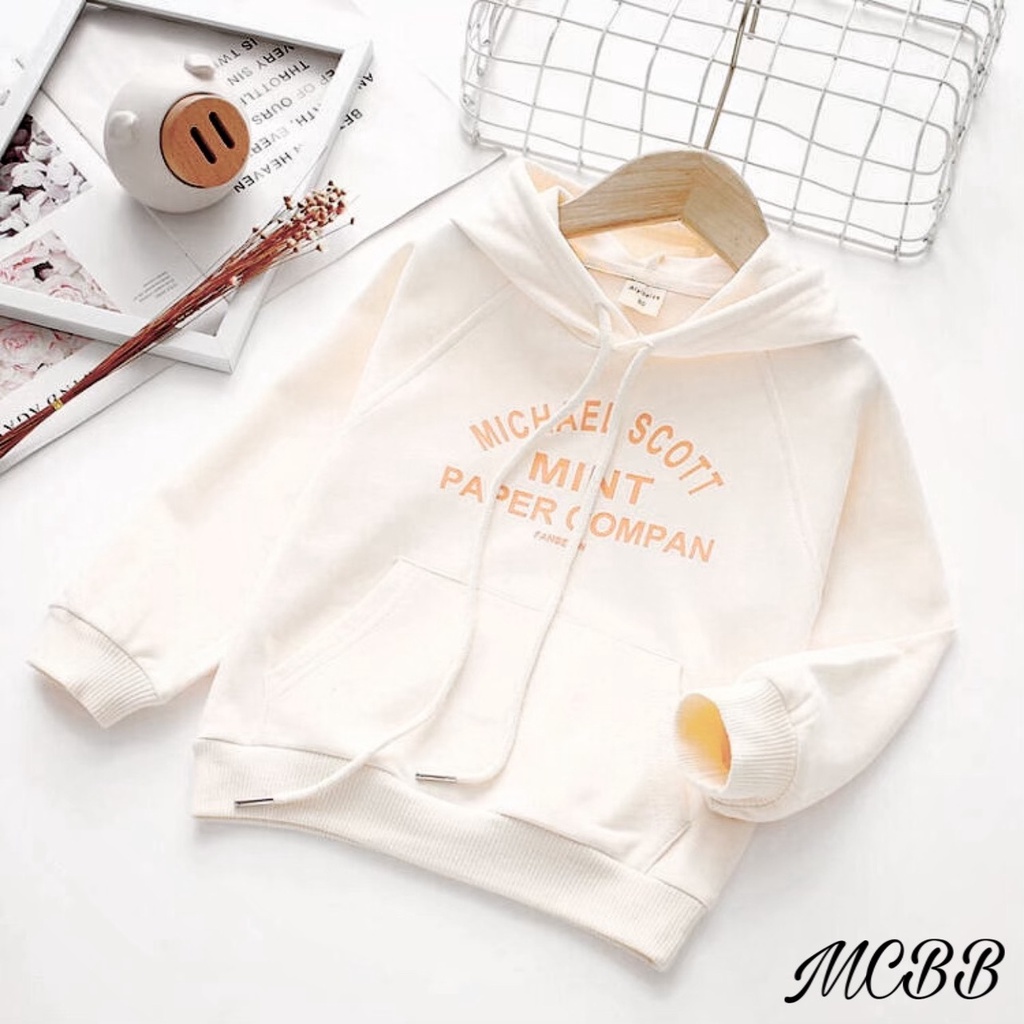 MCBB - 23-47 Kg 100% Vải Cotton Mỏng Áo Hoodie Bé Gái Trai Áo Thun Tay Dài Bé Gái Có Túi Áo Bé Trai Cho Trẻ Em Unisex Bộ