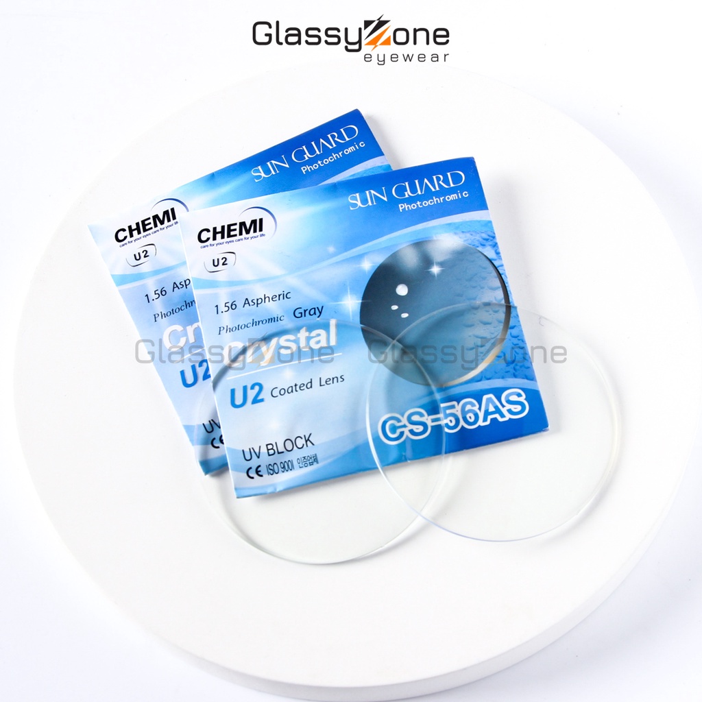 Tròng kính cận đổi màu Hàn Quốc Chemi PhotoGray Primer U2 coated 1.56