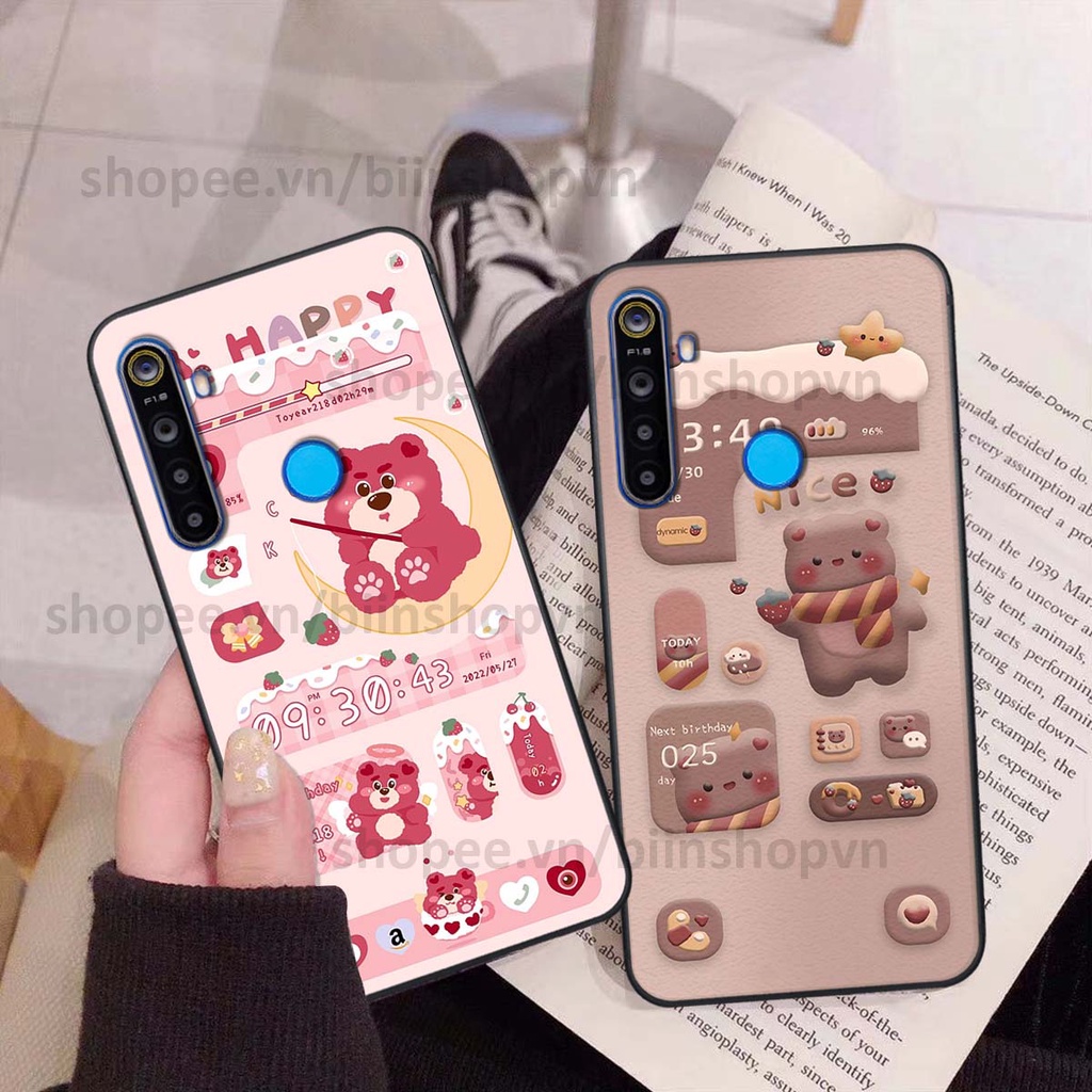 Ốp Realme 5 / 5 Pro / C3 in 3D icon gấu nổi siêu xinh, siêu đáng yêu, cá tính phong cách