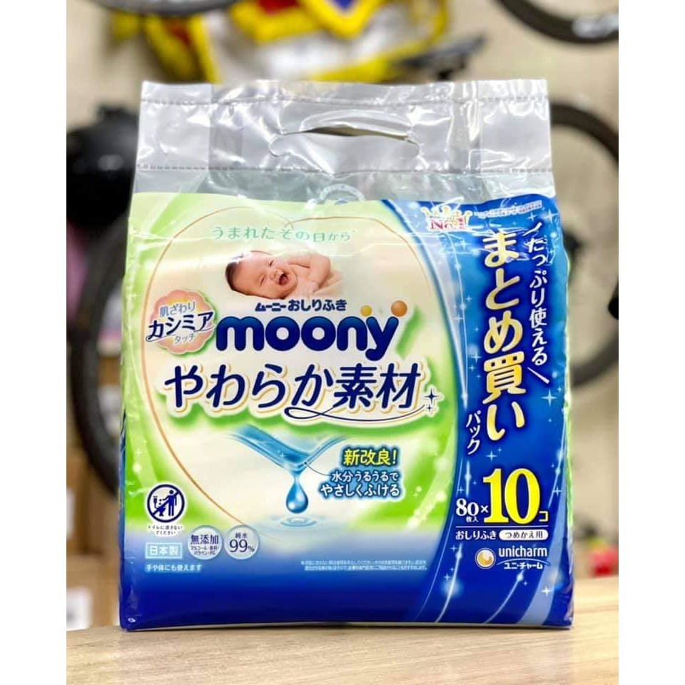 [Có bán lẻ] Combo 10 Bịch Giấy Ướt Moony Nhật