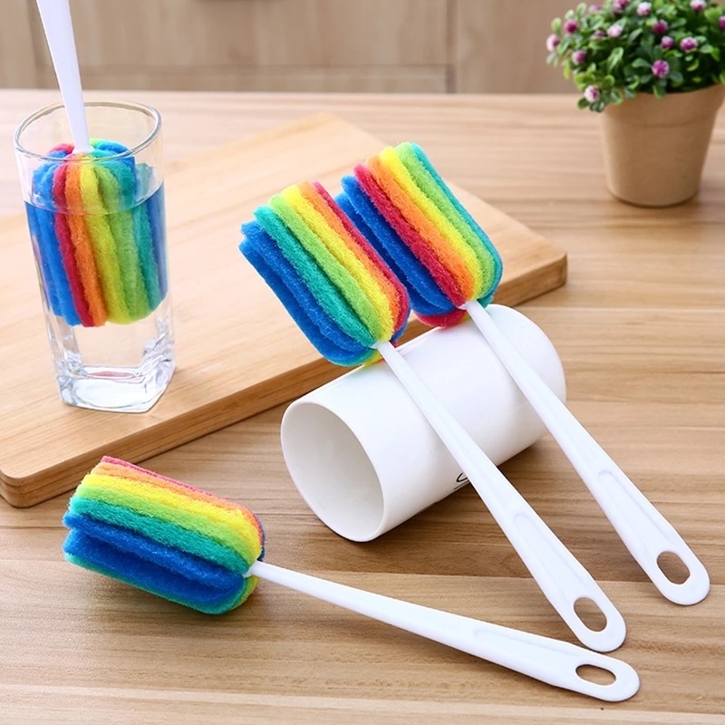 1 Cọ Rửa Ly Cốc Bằng Bọt Biển Màu Sắc Cầu Vồng