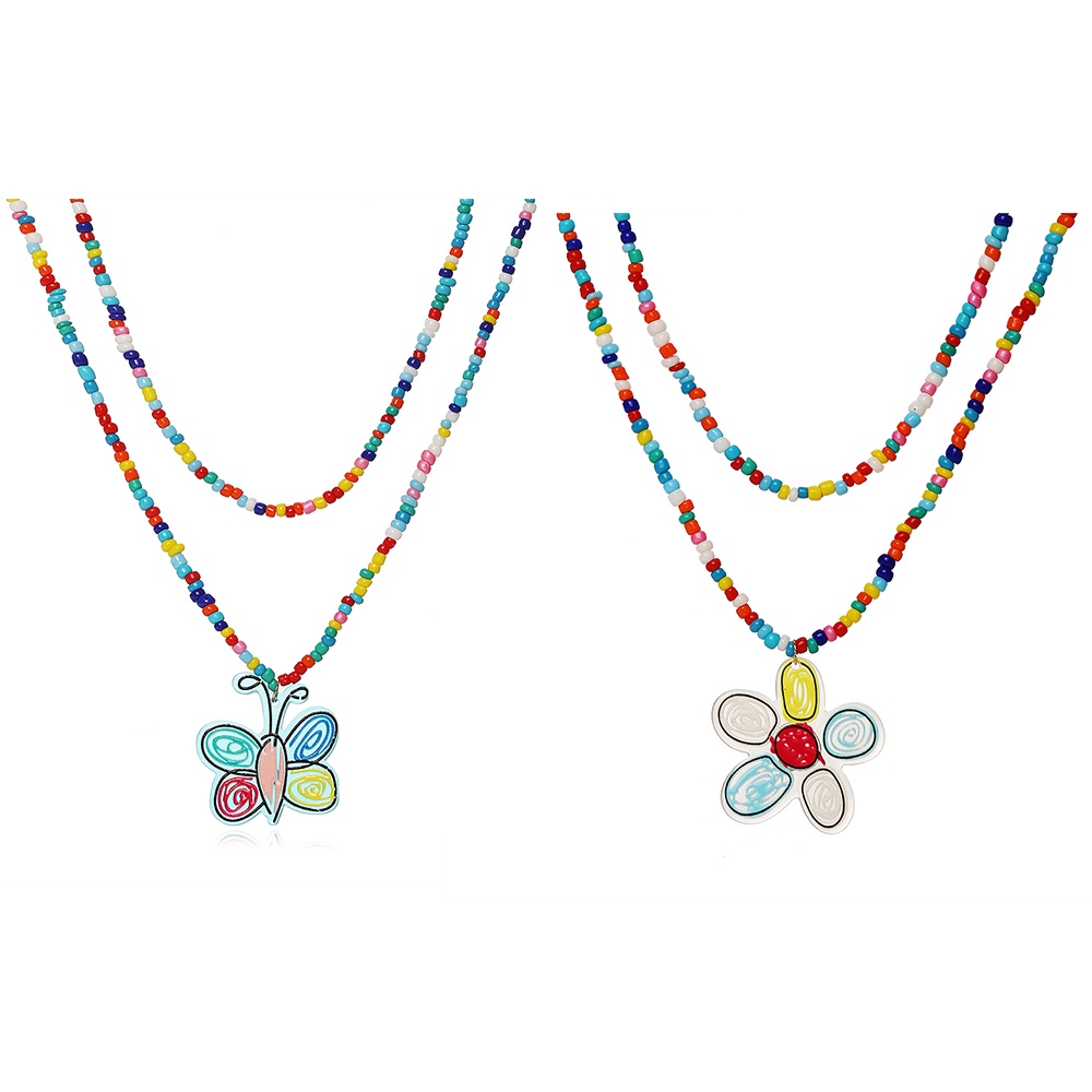 Vòng cổ choker DODDER chuỗi hạt mặt hình bướm/ bông hoa nhiều màu sắc phong cách Bohemia xinh xắn cho nữ