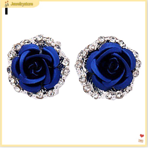 Bông tai hình hoa hồng đính đá thanh lịch cho nữ
