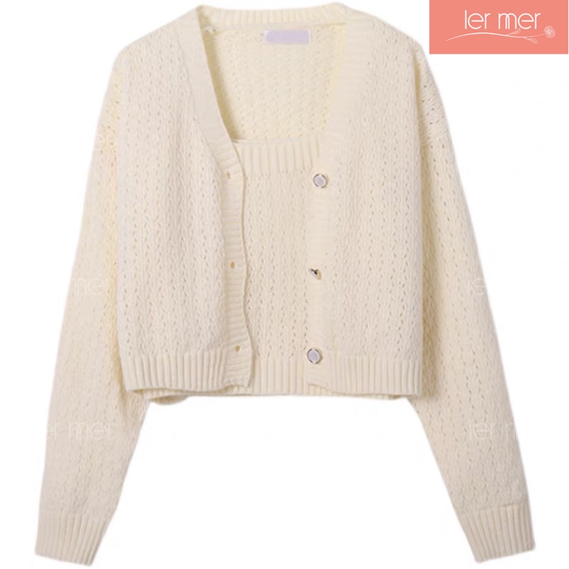 Áo cardigan nữ kèm áo dây Set áo len 2 dây kèm áo cardigan Ler Mer