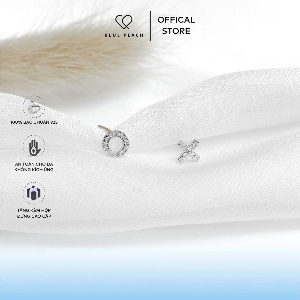 Khuyên Tai Bạc 925 Blue Peach X - O KT5011