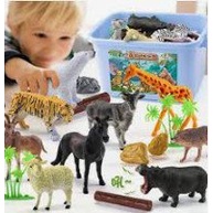 Bộ Đồ Chơi Mô Hình Thú Rừng Động Vật 58 Chi Tiết Cho Bé, Có Hộp Đựng, Chính Hãng Toy Kids Kingdom
