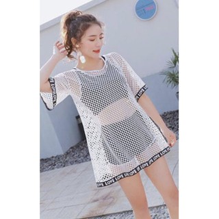 Áo chui lưới trắng mặc ngoài bikini đi biển siêu đẹp kín đáo ( Ảnh chụp thật 100%)