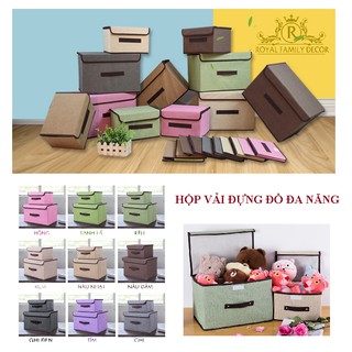 Hộp vải đựng đồ tiện lợi ⚡ 𝐅𝐑𝐄𝐄𝐒𝐇𝐈𝐏⚡ Combo 2 hộp vải đựng đồ quần áo đồ lót đa năng bằng vải cứng cáp 8 lít,18 lít