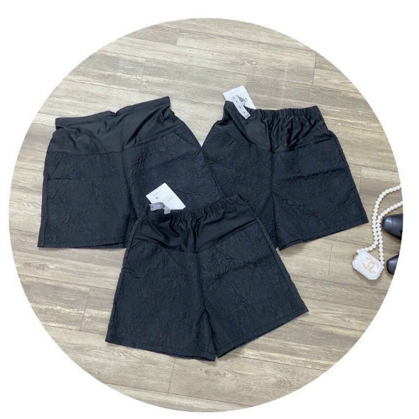 Quần short bầu_quần sooc dập nổi 3D xốp phồng hàng đẹp có chun chỉnh tiện lợi