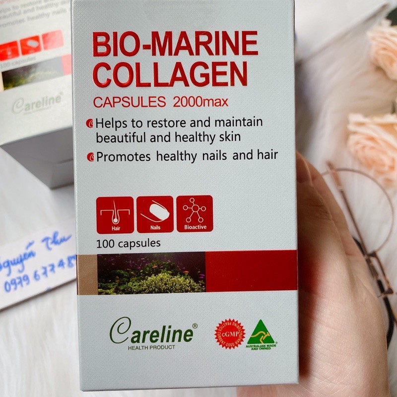 (Chính_hãng)Collagen Thủy sinh Careline Bio Marine, Collagen Careline ÚC 100 viên