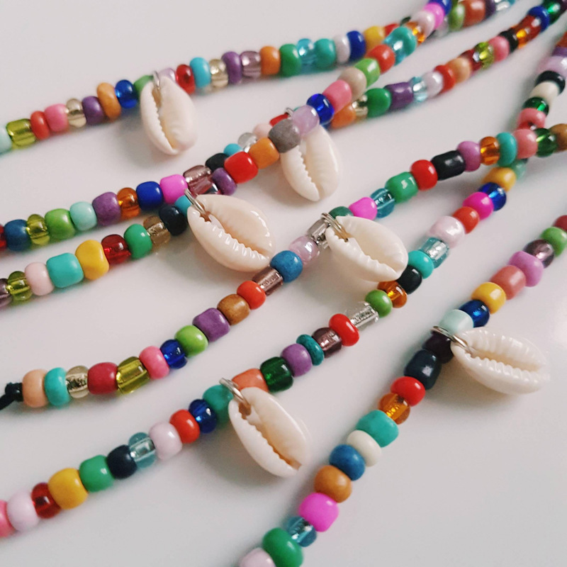 2021 new beach fashion mixed color rice shell pendant anklet