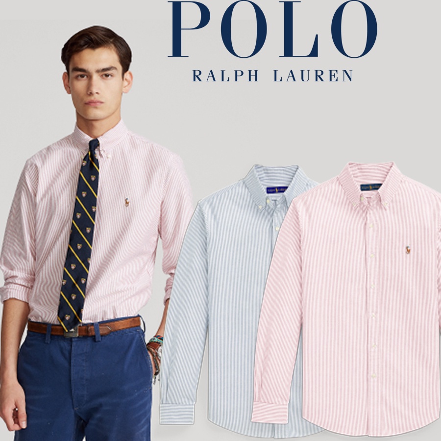 RALPH LAUREN Áo Sơ Mi Nam Tay Dài Kẻ Sọc Thời Trang