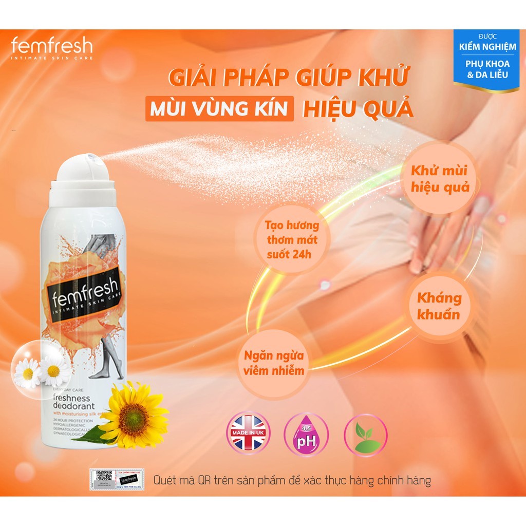 [Femfresh xịt] Xịt Thơm Mát Vùng Kín Cao Cấp Femfresh 125ml