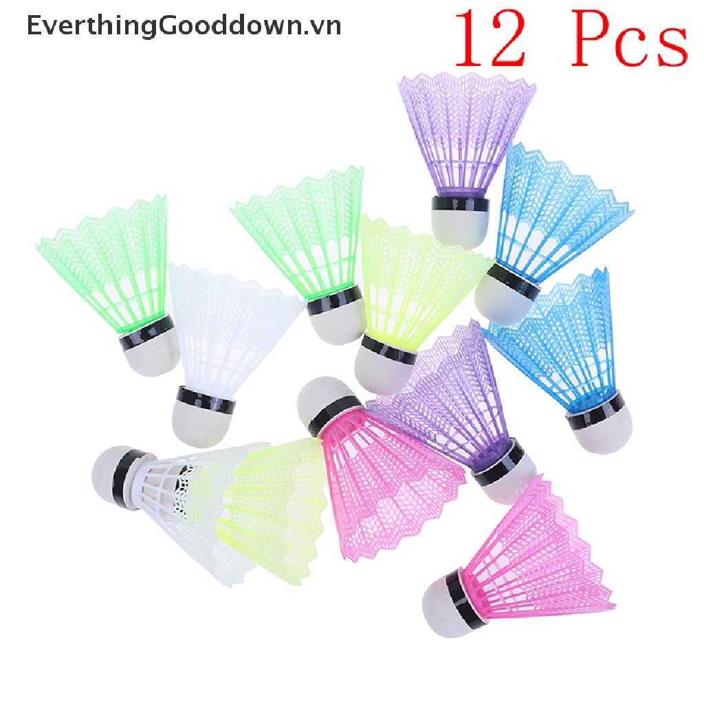 Everthinggooddown Set 12 Quả Cầu Lông Bằng Nhựa Nhiều Màu