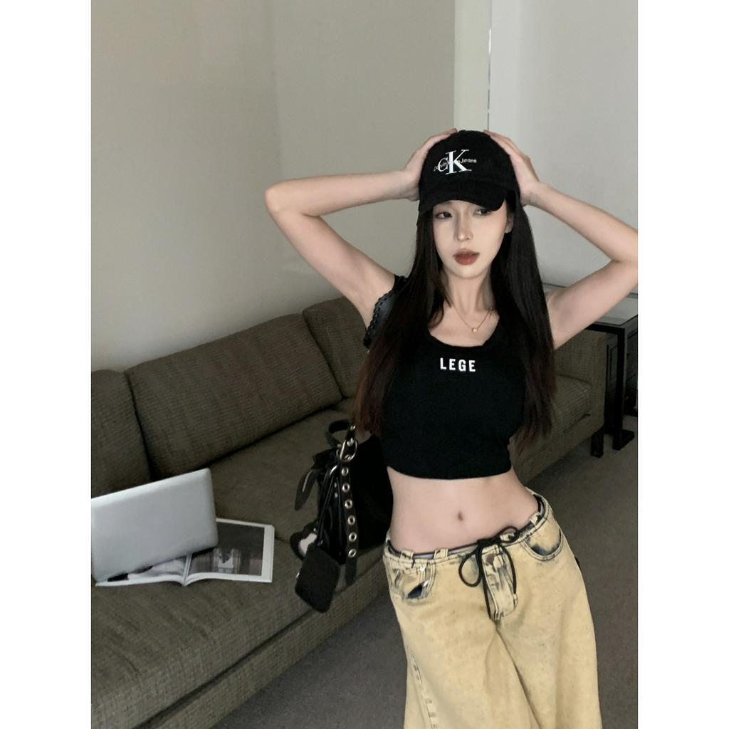 Cocory vn Áo Tank Top Ôm Dáng In Chữ Thời Trang Mùa Hè Quyến Rũ Cho Nữ