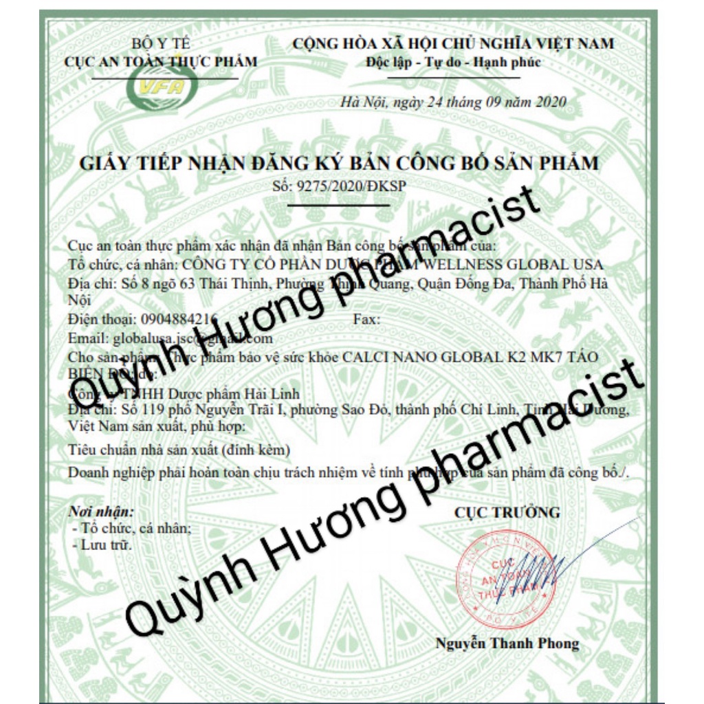 CALCI NANO GLOBAL K2 MK7 Tảo biển đỏ lọ 30 viên bổ sung canxi cho cơ thể