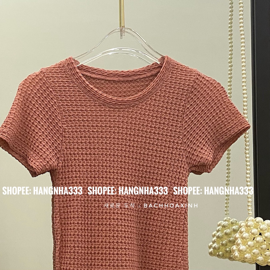 NEW || Áo thun ôm tay ngắn chất Xốp nhăn sang chảnh mỏng nhẹ Ulzzang