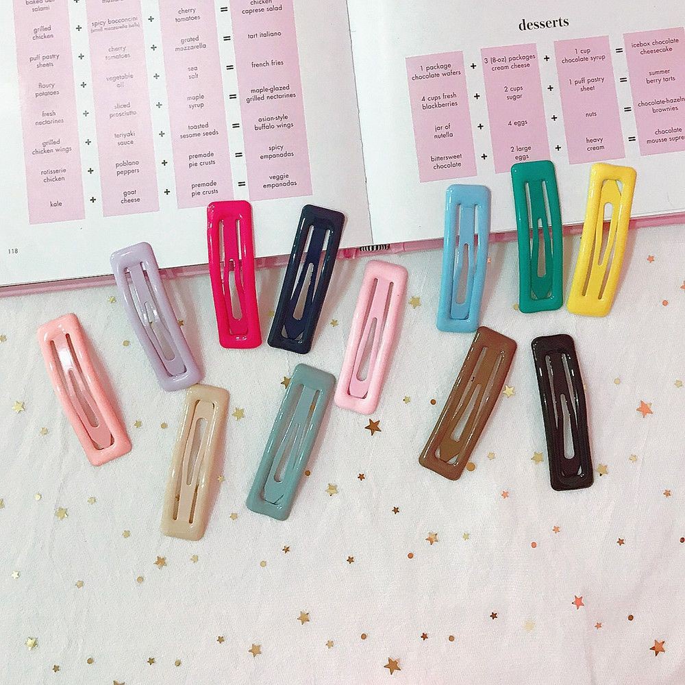 Set 20 Kẹp Tóc Kim Loại Hình Vuông Nhiều Màu Sắc Dễ Thương Cho Bé
