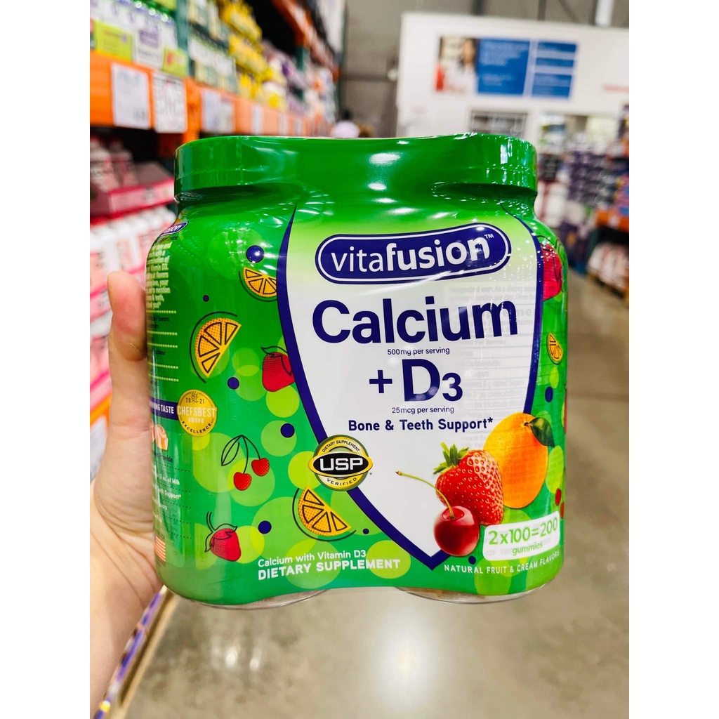 Vitafusion Calcium D3 Gummy Vitamins Kẹo dẻo bổ sung Canxi & Vitamin D3 của Mỹ