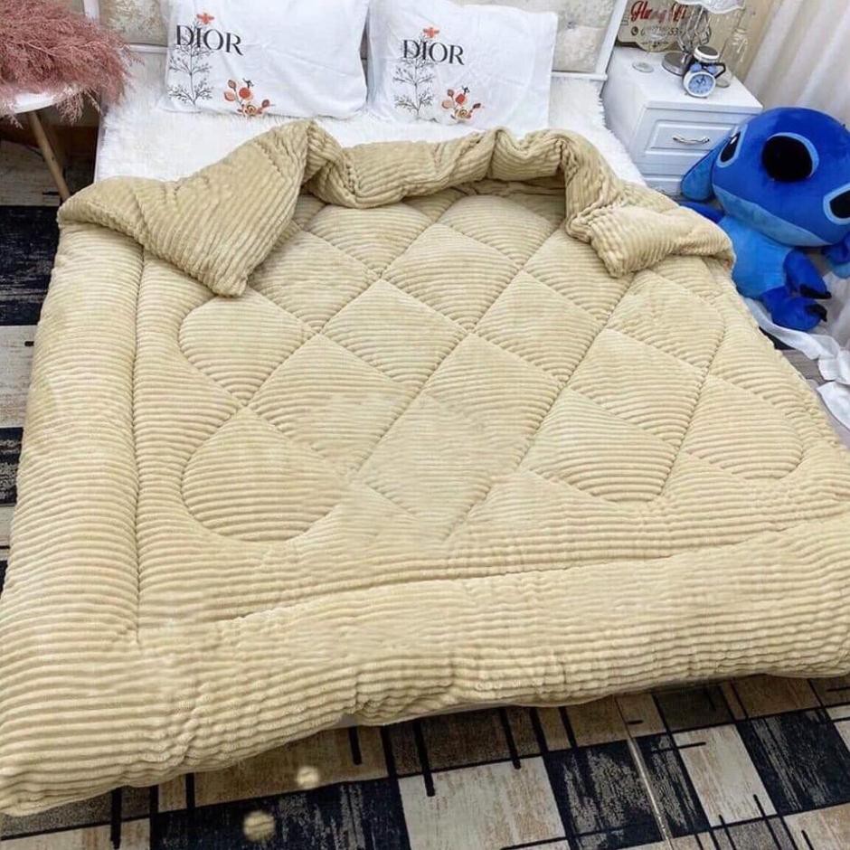 Ga Trải Giường Nỉ Nhung Tăm Cao Cấp (Tặng Kèm Vỏ Gối Nằm ) + Chăn nhung 3.8kg mềm, óng mịn