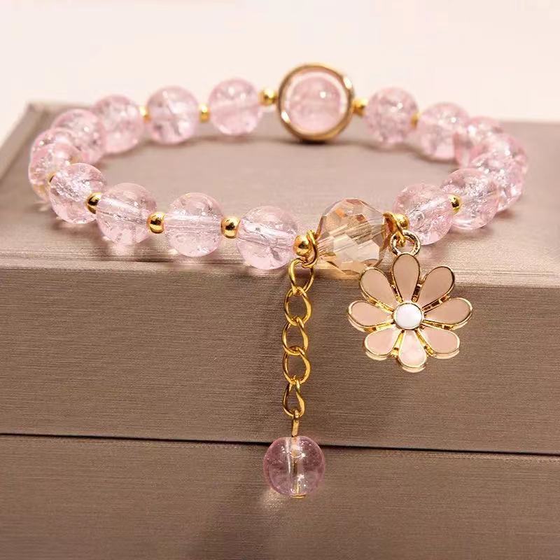  Korean small chrysanthemum pendant glass bead women's bracelet