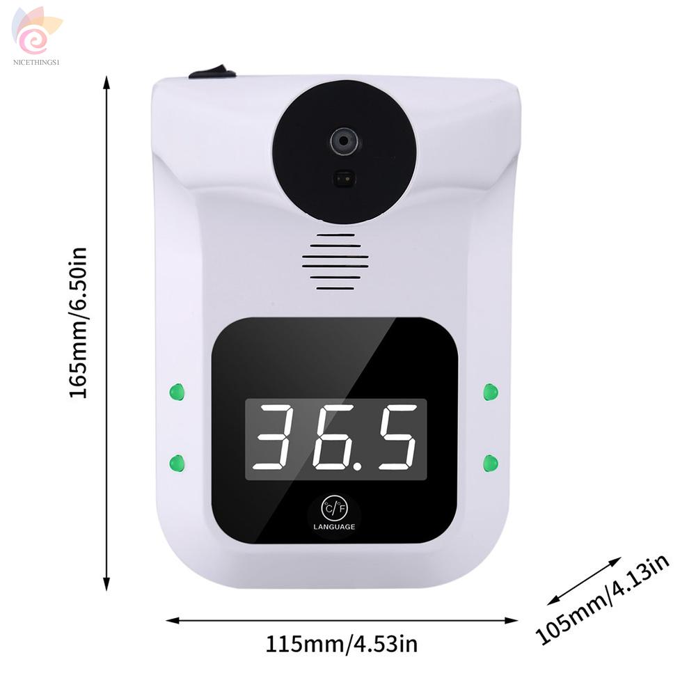 ET Wall Mounted Non-contact Infrared Forehead Thermometer 8 Languages Voice Broadcast Auto Measuring Thermometers High Temperature Alarm Wall Hanging or Tripod Support ℃/ ℉ for Offices Schools Restuarants Shops Factories