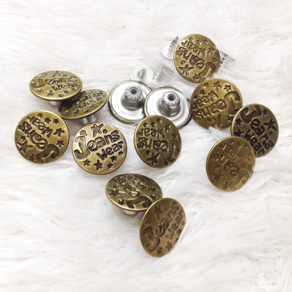 Cúc đóng quần jean Nút bấm áo phong cách denim size 1.7cm