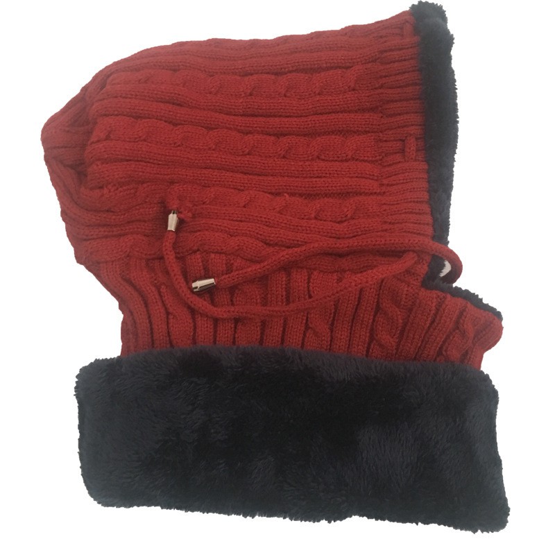 Mũ len cho người già trùm kín đầu liền cổ lót lông ấm chống gió lạnh mùa đông, thích hợp quà tặng người già lớn tuổi
