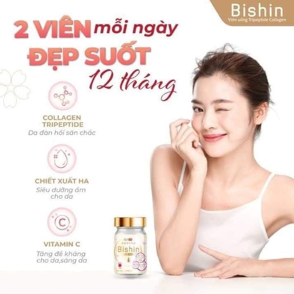 Collagen Bishin Tripeptide trắng da mờ nám giúp trẻ hóa,săn trắc,đàn hồi,tươi trẻ da,giảm nếp nhăn da - Nhật Bản