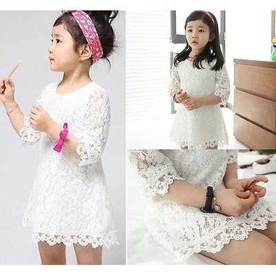 2018 Hot Sell Girl Kids Princess Long Sleeve Tutu Lace Party Short Mini Dress 2-7 Y