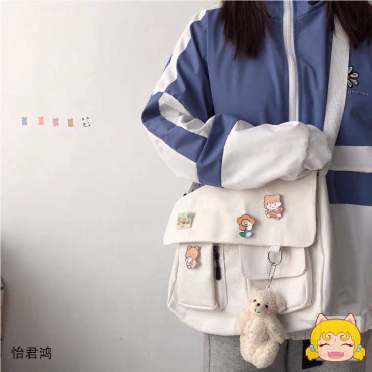 Túi đeo chéo canvas nam nữ đi học đi chơi cute phong cách Hàn quốc