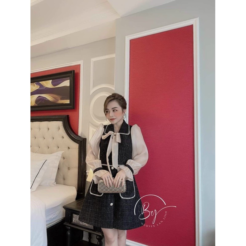 ĐẦM ĐEN VIỀN HẠT NƠ CAO CẤP