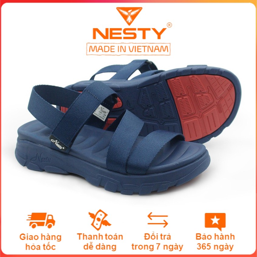 Giày sandal quai chéo nam nữ unisex, xăng đan cực êm NESTY SB12-DXD xanh đậm