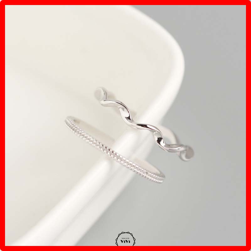Nhẫn bạc Ý đơn giản, thanh mảnh Carve & Sinki – Nhẫn nữ nhẫn bạc 925 cao cấp ViVi_Gift
