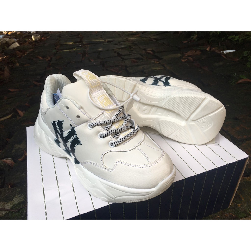 Giày Thể Thao MLB NY Đen Cao Cấp Nam Tăng Chiều Cao 6cm, Nữ - Giày Thể Thao Màu Trắng Full Box 2022