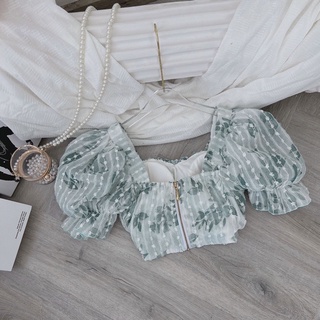Set croptop hoa cúp ngực đan dây+ short