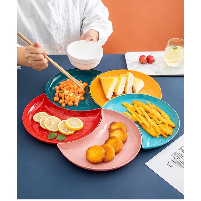 Set 5 dĩa nhựa hình bán nguyệt đựng trái cây hoa quả bánh kẹo trang trí bàn ăn - Bộ 5 dĩa nhiều màu decor siêu xinh