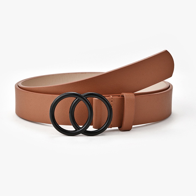 Thắt Lưng Khóa Tròn Màu Trơn Thời Trang Mới Cho Nữ