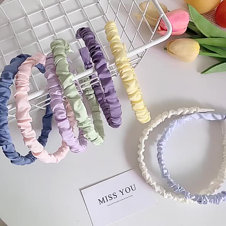 Băng đô cài tóc rửa mặt lụa satin cute cho bé gái Alaba