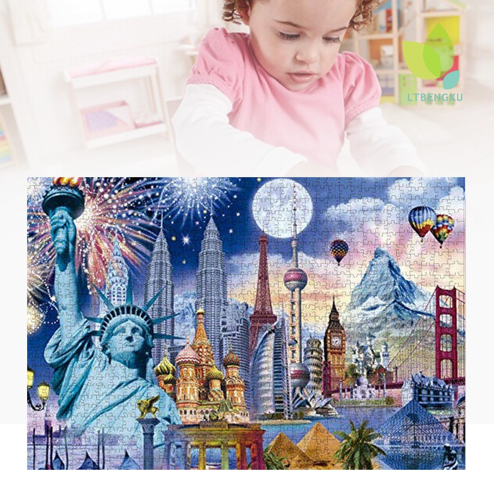 Ltbengku 1000Pcs Statue of Liberty Building Adult Kids Jigsaw Puzzles Game Toy Wall Decor